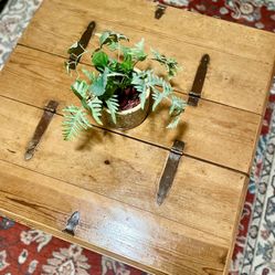 Rustic Farmhouse Storage Chest Coffee Table w/ Vintage Iron Hardware | Solid Wood Trunk