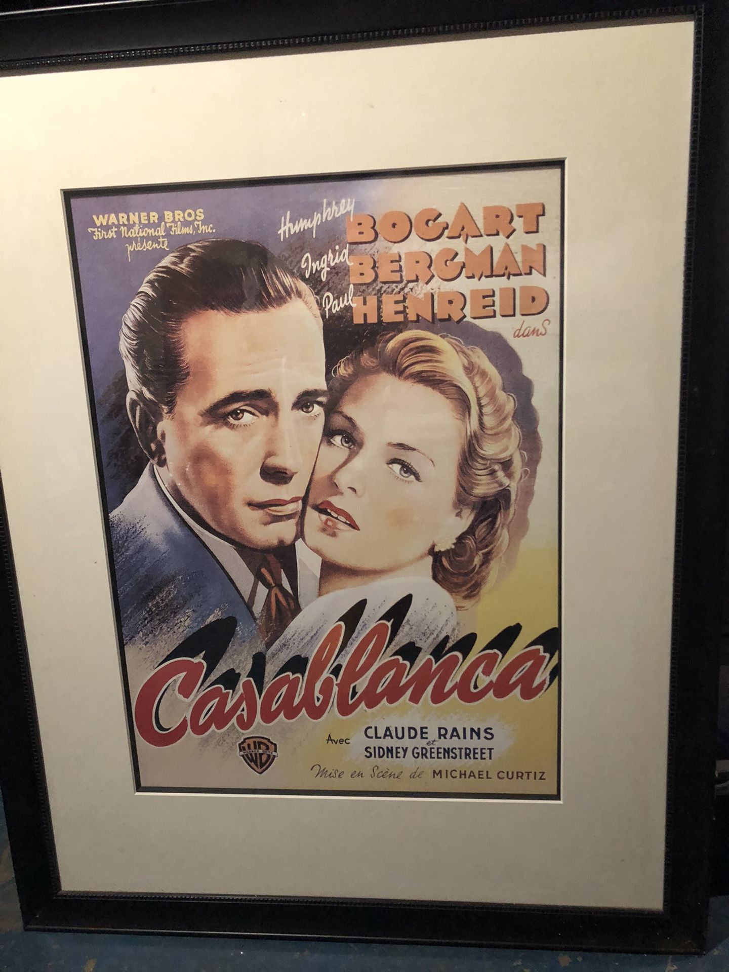 LARGE WALL ART OF Humphrey Bogart and Ingrid Bergman