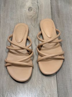 Nine West Nude Strappy Slide Sandals Size 5