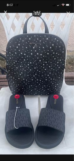 Michael Kors  Medium Backpack With Silver Stars NWT Michael Kors MK Signature Logo Print Wade Slide Black, 10M  pick up location in the city of Pico R