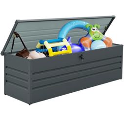 New in Box 260 Gallon Metal Deck Box Waterproof Extra Large Outdoor Stroage Box