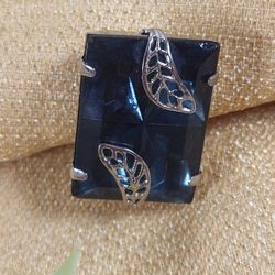 Vintage Blue Rhinestone Rectangle Shape Brooch