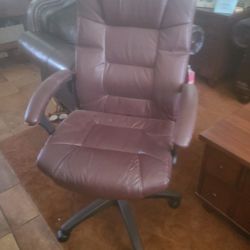 Real Leather  Office Executive Chair  Small Tear On One Armrest  Originally   Expensive 