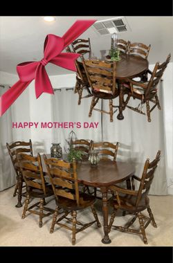 Solid Wood Extendable Dining Table & 6 Chairs / Mesa Comedor de Extension y 6 Sillas MADERA SOKIDA