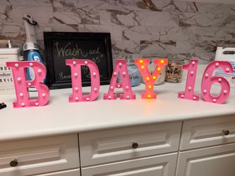 Free Pink Marquee Letter Light Set BDAY 16
