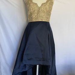 SAY Yes To the PROM Elegant Gold and Navy High Low Dress Size 7/8