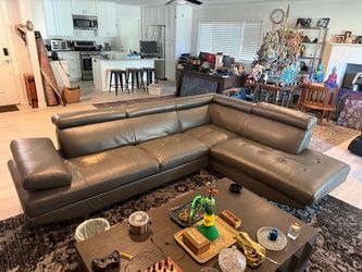 Used Gray Sectional Couch (faux leather)