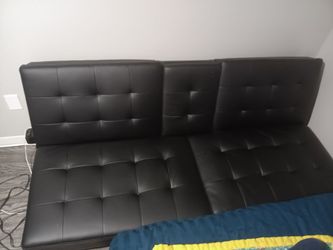 Black Faux Leather couch Mainstays Memory Foam 71.5