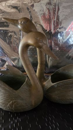 Pair of Brass Swans