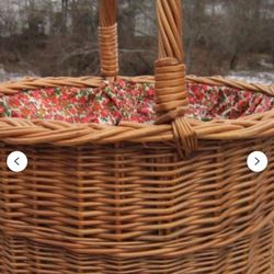 Vintage Knitting Basket, Sewing Basket, Ironing Basket, Vintage storage, Storage basket, wooden basket, twig basket,
