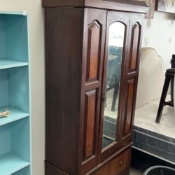 1 Drawer Vintage Solid Wood Wardrobe Closet (separates Into 2 Pieces)