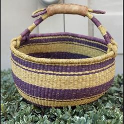 Huge Woven Market Basket *** Rare Laker colors