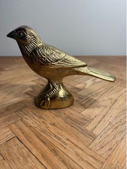 Vintage Brass Songbird Sparrow Figurine Statue Mid Century Modern Shelf Decor 6.75”