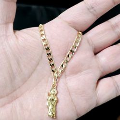 Pulsera de San Judas para bebe laminado en oro 14k. 14k gold plated Saint Jude bracelet for baby.  