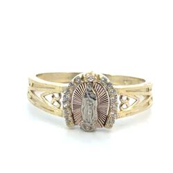Woman’s Ladies 10k Tri Toned Rose White Yellow Gold CZ Cubic Zirconia Virgin Mary Ring Size 6.5 GP3130733