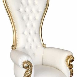 Throne Chair (White With Gold Rim And  Red With Wood Rim)