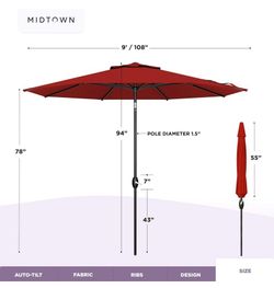 Bluu 9FT sunbrella market umbrella with cover