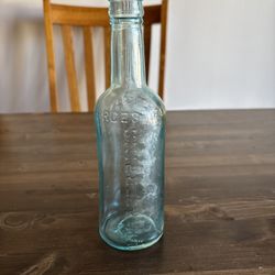 Antique aqua colored glass bottle  Lea & Perrins Worcestershire 