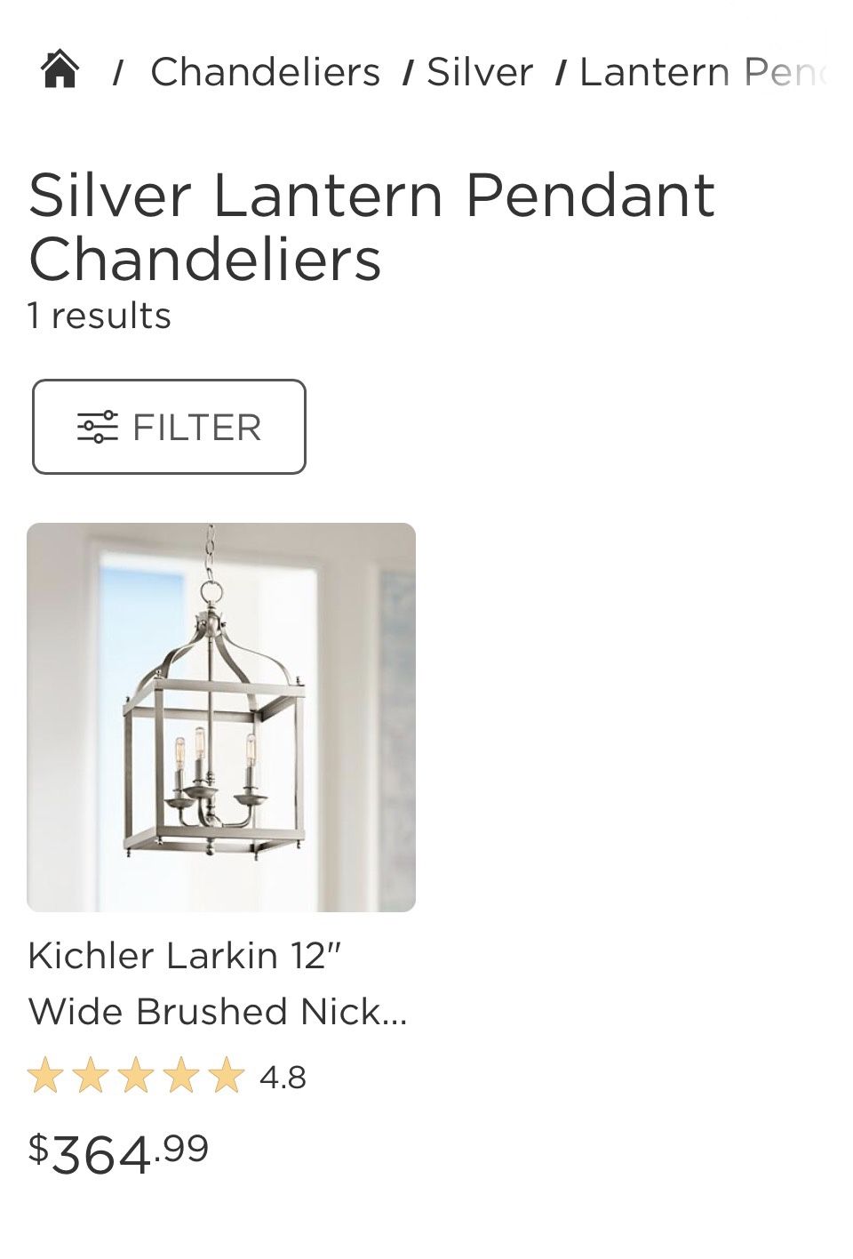 2 brushed nickel ceiling lamps 12 x 12 x 22 2/4" foyer or hallway By Kichler Larkin