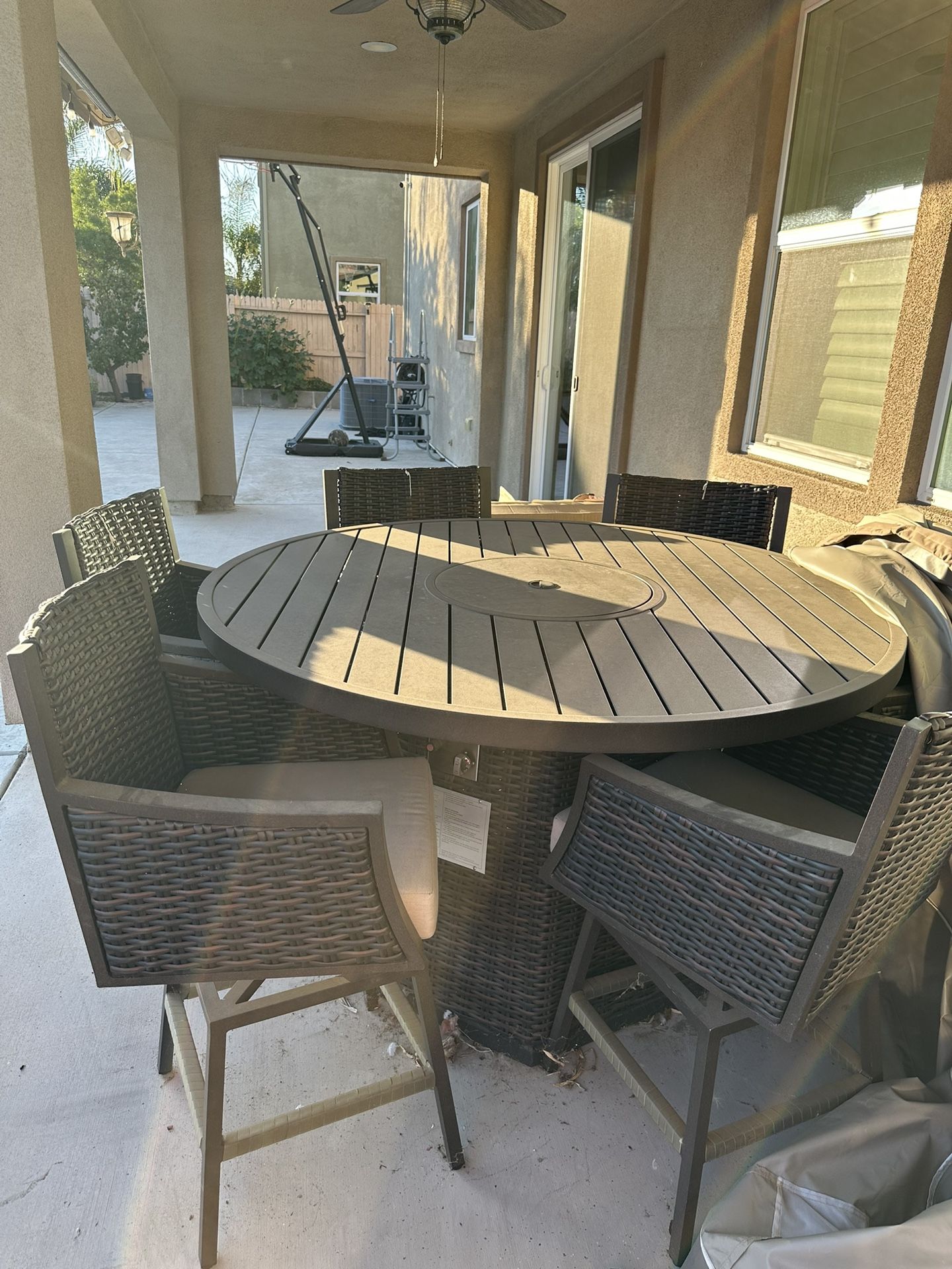 Bar-Height Fire Pit Patio Dining Set