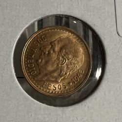 Uncirculated 1945 Dos Y Medio Pesos Mexico Gold Coin