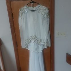 2 Piece Hand Made Dress White Gowm And Cover Up