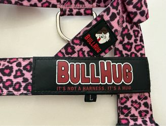 DOG HARNESS BULLHUG No Pull BULL DOG adjustable customizable SZ L PINK LEOPARD