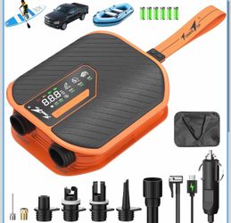 TowerTop Electric Paddle Board Pump: 10500mAh Rechargeable Car/SUP Pump, 50PSI Paddleboard Pump, 12V DC Dual Stage (Inflation & Deflation) with 8 Nozz