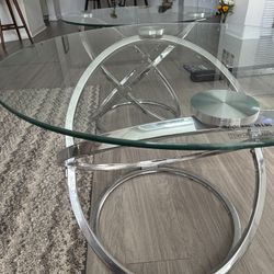 Modern Glass Nesting Tables (Set of 2) – Chrome Base