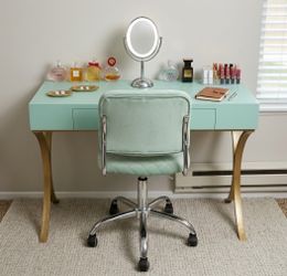 Mint Green Vanity Desk with Gold Legs