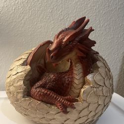 Red Dragon Egg Hatching Garden Statue/Home Decor 
