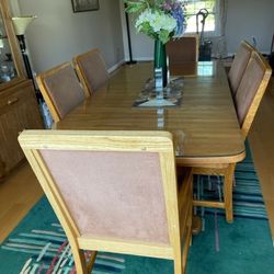 Solid Wood Dinning Table With Six Matching Chairs