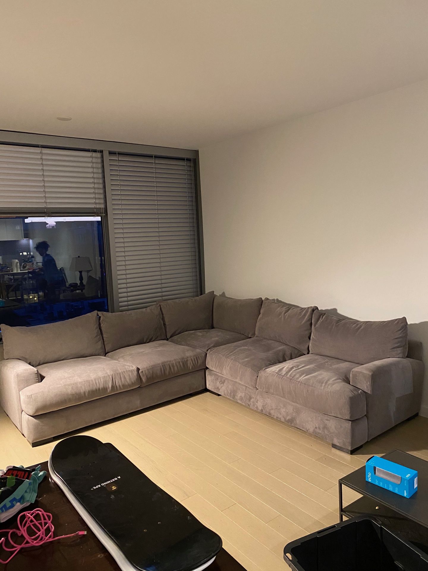 L-Shaped Corner Plush Lounge beige/tan/grey Couch