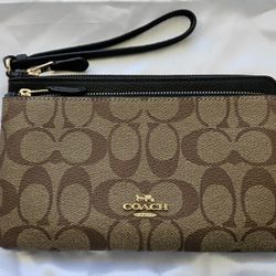 COACH Double Wristlet/Wallet Pebble-Leather NEW!
