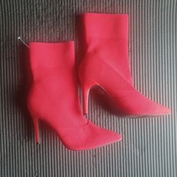 Red Stiletto Heel Boots Women's