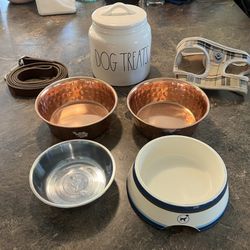 Dog Accessories Set ( bowls, treat jar, leash, harness)