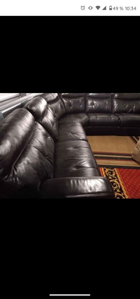 SECTIONAL GENUINE LEATHER RECLINER ELECTRIC BLACK COLOR.. DELIVERY SERVICE AVAILABLE 💥🚚✅