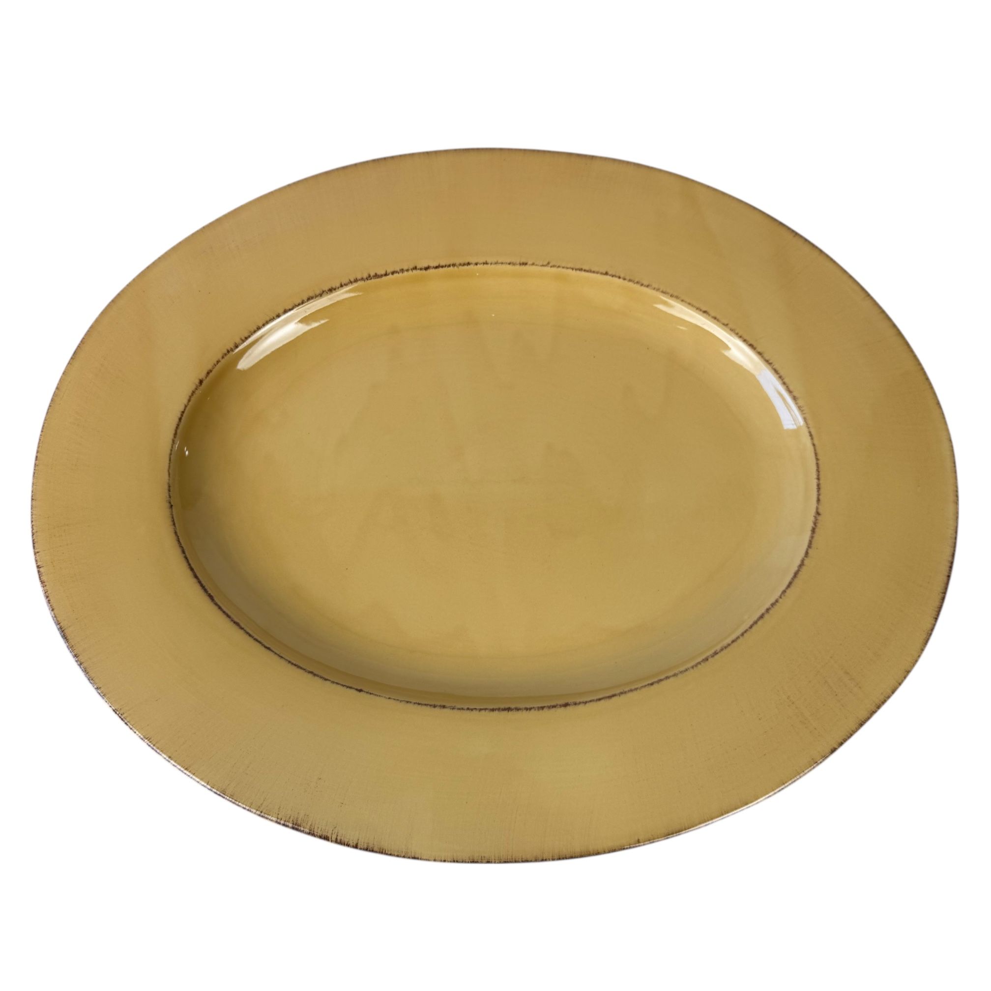 Pier 1 Toscana Gold Oval Serving Plate Platter Large 19"x15" Hand Painted Italy