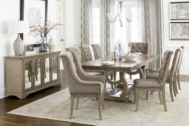 7 Piece Natural Tone Dining Set (Table, 2 x Armchair & 4 Side Chairs) -$1,350.00 - 9 Piece Set-$1,650.00