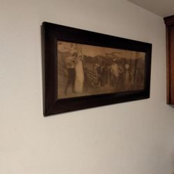 ORIGINAL ANTIQUE ETCHING LITHOGRAPH BY GEORGE MASON AND MACBETH CIRCA 1882 IN ORIGINAL ANTIQUE FRAME WITH ANTIQUE GLASS