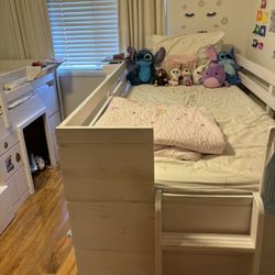 Used Twin Low Loft Bed With Storage for Kids
