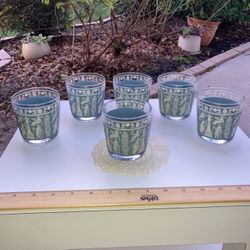 Set Of 6 Vintage Blue Glasses