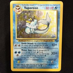 Pokemon Vaporeon 12/64 Holo - Jungle Set (Rare Vintage)