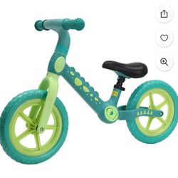 Green Dinosaur Balance Bike, No Pedal Kids Toys Baby Balance Bike Child Push Along Walking Bike )