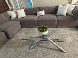 Glass Top Coffee Table with Chrome Base