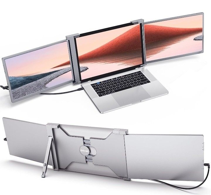 Oiiwak S15 Triple Portable Monitor for 15-17" Laptop, 14 Inch 1200P HDR IPS