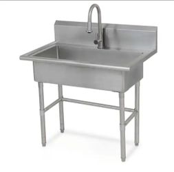 Glacier Bay
38 in. W x 24 in. D Freestanding Stainless Steel 1-Compartment Commercial Laundry/Utility Sink with Faucet and Drain