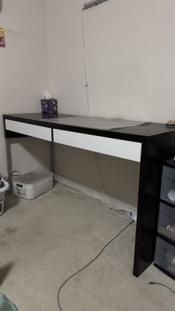 MICKE Desk, Black &white, 55 7/8x19 5/8 "