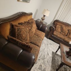 Leather Sofa And Loveseat, Living Room Set