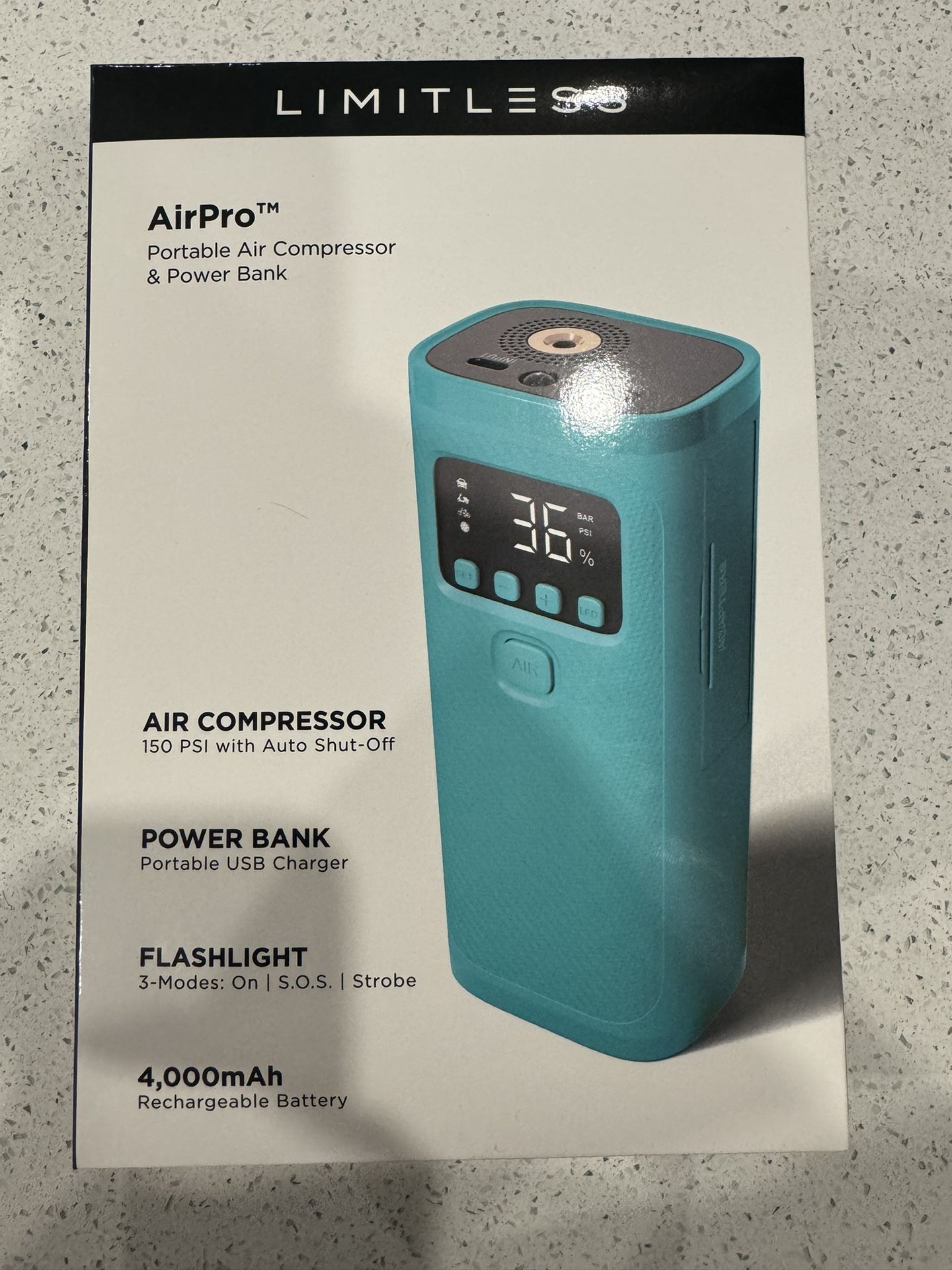 NEW! Limitless AirPro Portable Air Compressor And Power Bank